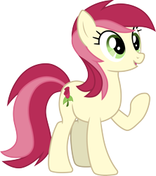 Size: 3000x3373 | Tagged: safe, artist:cloudy glow, roseluck, earth pony, pony, g4, .ai available, female, high res, mare, open mouth, open smile, raised hoof, recolor, show accurate, simple background, smiling, solo, transparent background, vector