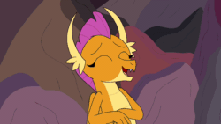 Size: 654x368 | Tagged: safe, artist:noidavaliable, smolder, dragon, g4, animated, cute, dragoness, female, frame by frame, gif, laughing, smolderbetes, solo