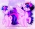 Size: 1500x1268 | Tagged: safe, artist:vivian reed, twilight sparkle, alicorn, pony, unicorn, g4, my little pony: friendship is magic, the last problem, cute, duality, ethereal mane, female, galaxy mane, happy birthday mlp:fim, mare, older, older twilight, older twilight sparkle (alicorn), princess twilight 2.0, self ponidox, solo, time paradox, twiabetes, twilight sparkle (alicorn), unicorn twilight