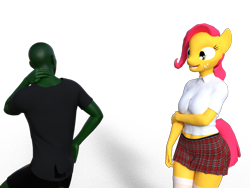 Size: 888x666 | Tagged: safe, artist:pose, babs seed, oc, oc:anon, human, anthro, g4, 3d