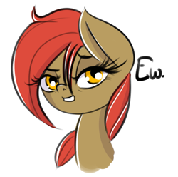 Size: 865x857 | Tagged: safe, artist:plaguemare, oc, oc only, oc:dala vault, pony, bust, dialogue, disgusted, doodle, female, mare, simple background, solo, white background