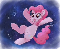 Size: 3124x2559 | Tagged: safe, artist:ginmaruxx, pinkie pie, earth pony, pony, g4, cute, diapinkes, female, galaxy, high res, mare, night, night sky, open mouth, pixiv, sky, solo, starry eyes, stars, wingding eyes