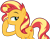 Size: 1280x1006 | Tagged: safe, artist:andoanimalia, edit, editor:drakeyc, sunset shimmer, pony, unicorn, equestria girls, equestria girls specials, g4, my little pony equestria girls: better together, my little pony equestria girls: forgotten friendship, boop, cutie mark, female, lidded eyes, looking back, mare, self-boop, simple background, smiling, smirk, solo, transparent background, vector