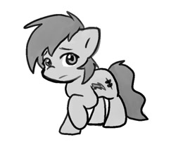 Size: 674x572 | Tagged: safe, artist:zutcha, oc, oc only, oc:staticspark, earth pony, pony, black and white, grayscale, male, monochrome, sketch, solo, stallion