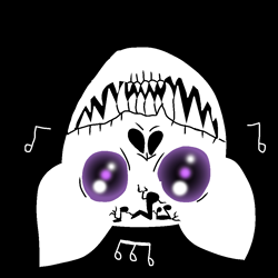 Size: 1000x1000 | Tagged: safe, artist:gotharts, derpibooru exclusive, undead, black background, icon, logo, music notes, purple eyes, semi-grimdark in the description, simple background, skull, story included, symbol, upside down