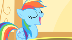Size: 1280x720 | Tagged: safe, screencap, rainbow dash, pegasus, pony, g4, party of one, female, mare, open mouth, solo