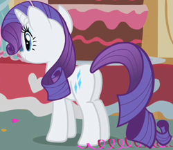 Size: 361x313 | Tagged: safe, screencap, rarity, pony, unicorn, g4, party of one, butt, cropped, female, mare, plot, rearity, solo