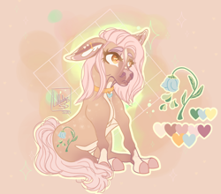 Size: 2064x1815 | Tagged: safe, artist:pegasus004, oc, oc only, earth pony, pony, big ears, blaze (coat marking), clothes, coat markings, collar, colored hooves, ear piercing, earring, facial markings, floppy ears, jewelry, male, piercing, reference sheet, sitting, socks, solo