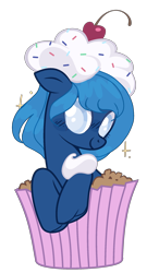 Size: 1430x2454 | Tagged: safe, artist:rose-moonlightowo, oc, oc only, oc:lorelei snowflake, pony, cupcake, female, food, mare, simple background, solo, transparent background