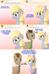 Size: 1602x2404 | Tagged: safe, artist:push-comes-to-shove, derpy hooves, doctor whooves, time turner, earth pony, pegasus, pony, lovestruck derpy, g4, ask, comic, duo, female, male, mare, stallion, tumblr comic