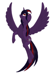 Size: 1427x1920 | Tagged: safe, alternate version, artist:nebulastar985, oc, oc only, oc:midnight star, alicorn, pony, fanfic:midnight star, background removed, female, flying, looking up, mare, simple background, solo, transparent background