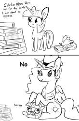 Size: 1280x1948 | Tagged: safe, artist:tjpones edits, edit, princess celestia, spike, twilight sparkle, dragon, pony, unicorn, black and white, book, bookhorse, cute, female, grayscale, hat, lineart, male, mare, monochrome, no, scroll, simple background, sleeping, that pony sure does love books, twiggie, unicorn twilight, weh, white background, yeehaw