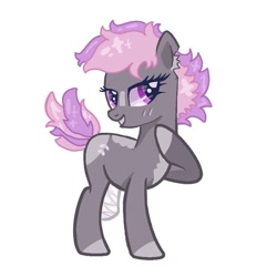 Size: 768x768 | Tagged: safe, alternate version, artist:dellieses, oc, oc only, earth pony, pony, base used, colored hooves, earth pony oc, eyelashes, female, grin, hoof on chest, mare, simple background, smiling, solo, white background