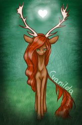 Size: 2157x3260 | Tagged: safe, artist:cvanilda, oc, oc only, deer, antlers, grass, high res, signature, solo