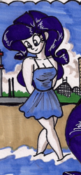 Size: 1242x2688 | Tagged: safe, artist:newyorkx3, edit, rarity, equestria girls, g4, adorasexy, beach, beautiful, beautisexy, blue eyes, breasts, busty rarity, cleavage, clothes, cropped, cute, dress, legs, manic monday, purple hair, raribetes, sexy, traditional art, woman