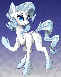 Size: 866x1084 | Tagged: safe, artist:calena, oc, oc only, oc:frosty sharp, pony, unicorn, cute, simple background, solo
