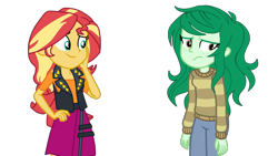 Size: 1920x1080 | Tagged: safe, artist:gmaplay, screencap, sunset shimmer, wallflower blush, equestria girls, equestria girls specials, g4, my little pony equestria girls: better together, my little pony equestria girls: forgotten friendship, cute, simple background, transparent background