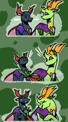 Size: 750x1334 | Tagged: safe, artist:paintedsnek, pharynx, thorax, oc, changedling, changeling, nymph, fanfic:the king of love bugs, g4, changedling brothers, comic, cute, fanfic art, hug, king thorax, prince pharynx, surprise hug, thorabetes