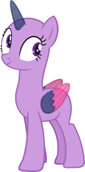 Size: 978x1982 | Tagged: safe, artist:pegasski, oc, oc only, alicorn, pony, 28 pranks later, g4, alicorn oc, bald, base, eyelashes, female, horn, looking back, mare, simple background, smiling, solo, transparent background, two toned wings, wings