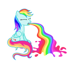 Size: 1280x1145 | Tagged: safe, artist:parclytaxel, artist:starponys87, oc, oc:flying colors, pegasus, pony, different mane and tail, female, heart, lightning, mare, parody, puking rainbows, rainbow, shooting star, simple background, sitting, transparent background, vomit, vomiting