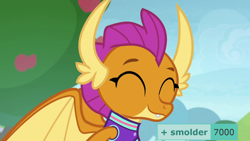 Size: 1280x720 | Tagged: safe, edit, edited screencap, screencap, smolder, dragon, derpibooru, 2 4 6 greaaat, g4, season 9, 7000, cheerleader smolder, cute, dragoness, female, meta, milestone, smolderbetes, solo