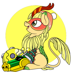 Size: 800x800 | Tagged: safe, artist:perfectpinkwater, kirin, pony, arms (video game), crossover, dragon arm, female, hat, kirin-ified, mask, min min, nintendo, ponified, simple background, solo, species swap, super smash bros., super smash bros. ultimate, transparent background