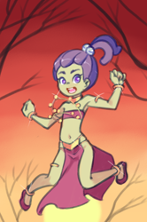 Size: 1268x1914 | Tagged: safe, artist:drantyno, lily pad (g4), human, equestria girls, g4, belly button, belly dancer, belly dancer outfit, breasts, clothes, costume, delicious flat chest, female, halloween, halloween costume, harem outfit, holiday, loincloth, open mouth, solo, young