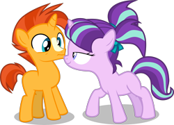 Size: 6801x4906 | Tagged: safe, artist:frownfactory, edit, editor:slayerbvc, vector edit, starlight glimmer, sunburst, g4, uncommon bond, absurd resolution, blank flank, colt, colt sunburst, female, filly, filly starlight glimmer, male, not sure if want, out of context, simple background, sockless sunburst, transparent background, vector, younger