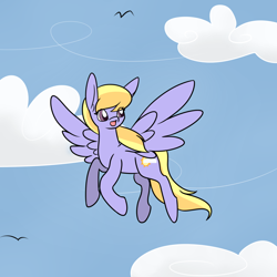 Size: 1280x1280 | Tagged: safe, artist:kaggy009, cloud kicker, pegasus, pony, g4, cloud, female, flying, mare, solo