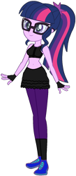 Size: 650x1497 | Tagged: safe, artist:invisibleink, artist:supersamyoshi, edit, sci-twi, twilight sparkle, equestria girls, g4, boxing skirt, boxing trunks, bra, clothes, crop top bra, exeron fighters, exeron gloves, fingerless gloves, frilly skirt, glasses, gloves, leggings, martial arts kids, martial arts kids outfits, shoes, simple background, skirt, sneakers, socks, solo, sports bra, sports skirt, transparent background, underwear
