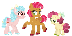 Size: 785x397 | Tagged: safe, artist:fcrestnymph, babs seed, cozy glow, oc, oc:pearly whites, earth pony, pegasus, pony, g4, alternate design, colored hooves, female, lesbian, magical lesbian spawn, mare, offspring, older, older babs seed, older cozy glow, parent:babs seed, parent:cozy glow, redesign, shipping, simple background, transparent background