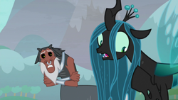 Size: 1920x1080 | Tagged: safe, screencap, lord tirek, queen chrysalis, centaur, changeling, g4, the ending of the end, nose piercing, nose ring, piercing, septum piercing