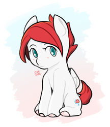 Size: 971x1126 | Tagged: safe, artist:sugarelement, oc, oc only, oc:red cherry, pegasus, pony, blushing, cute, looking at you, ocbetes, simple background, sitting, solo, transparent background
