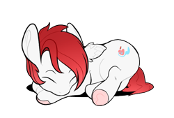 Size: 565x382 | Tagged: safe, artist:sugarelement, oc, oc only, oc:red cherry, pegasus, pony, cute, male, ocbetes, simple background, sleeping, solo, transparent background