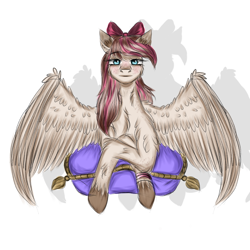 Size: 768x768 | Tagged: safe, artist:runatfox, angel wings, pegasus, pony, g4, cheek fluff, chest fluff, ear fluff, fluffy, pillow, simple background, solo, white background, wings