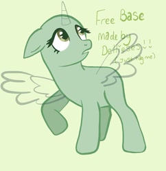 Size: 1080x1117 | Tagged: safe, artist:dellieses, oc, oc only, alicorn, pony, alicorn oc, bald, base, eyelashes, horn, looking up, raised hoof, simple background, solo, wings