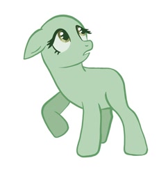 Size: 1080x1118 | Tagged: safe, alternate version, artist:dellieses, oc, oc only, earth pony, pony, bald, base, earth pony oc, eyelashes, looking up, raised hoof, simple background, solo, white background