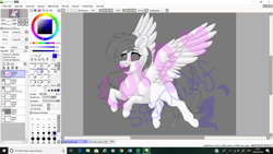 Size: 1600x900 | Tagged: safe, artist:silentwolf-oficial, oc, oc only, pegasus, pony, lineart, open mouth, pegasus oc, smiling, solo, wings