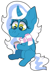 Size: 713x1014 | Tagged: safe, artist:ufo-arpg, oc, oc only, oc:fleurbelle, alicorn, pony, alicorn oc, clothes, coffee, coffee cup, cup, female, horn, mare, scarf, simple background, smiling, solo, transparent background, wingding eyes, wings, yellow eyes