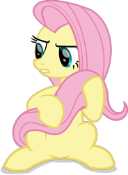 Size: 6170x8367 | Tagged: safe, artist:starcollider, derpibooru exclusive, angel bunny, fluttershy, pegasus, pony, g4, she talks to angel, .svg available, angel bunny is not amused, body swap, female, mare, show accurate, simple background, solo, tail hold, transparent background, unamused, vector