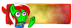 Size: 470x186 | Tagged: safe, artist:inkynotebook, oc, oc only, oc:wandering sunrise, earth pony, pony, fallout equestria, fallout equestria: dead tree, bust, clothes, earth pony oc, frog (hoof), grin, jumpsuit, simple background, smiling, solo, transparent background, underhoof, vault suit