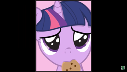 Size: 1366x768 | Tagged: safe, artist:dm29, twilight sparkle, pony, unicorn, g4, cookie, cute, female, filly, filly twilight sparkle, food, icon, looking at you, mouth hold, solo, twiabetes, younger, youtube link