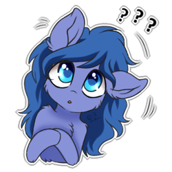 Size: 512x512 | Tagged: safe, artist:tokokami, oc, oc only, oc:shadow blue, pony, cute, female, question mark, simple background, solo, sticker, transparent background