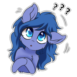 Size: 512x512 | Tagged: safe, artist:tokokami, oc, oc only, oc:shadow blue, earth pony, pony, cute, female, question mark, simple background, solo, sticker, transparent background