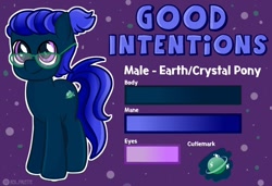 Size: 1280x876 | Tagged: safe, artist:redpalette, oc, oc:good intentions, crystal pony, commission, cute, cutie mark, glasses, reference sheet