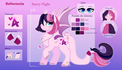 Size: 5200x3000 | Tagged: safe, artist:2pandita, oc, oc only, oc:starry night, bat pony, pony, female, mare, reference sheet, solo