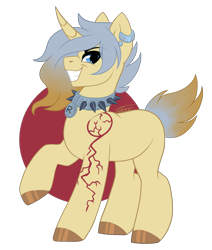 Size: 2158x2542 | Tagged: safe, artist:inspiredpixels, oc, oc only, oc:regi knox, pony, unicorn, choker, high res, male, simple background, solo, spiked choker, stallion, transparent background