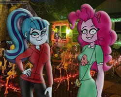 Size: 1280x1026 | Tagged: safe, artist:rdj1995, pinkie pie, sonata dusk, equestria girls, g4, clothes, cosplay, costume, duo, female, halloween, holiday, lesbian, marco diaz, real life background, ship:pinata, shipping, star butterfly, star vs the forces of evil