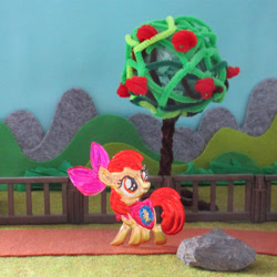 Size: 2376x2376 | Tagged: safe, alternate version, artist:malte279, part of a set, apple bloom, earth pony, pony, g4, craft, embossing, high res, irl, metal foil, photo, playmobil, relief