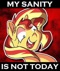 Size: 510x605 | Tagged: safe, artist:kenishra, sunset shimmer, pony, unicorn, equestria girls, g4, my past is not today, female, insanity, mare, snapset shimmer, solo